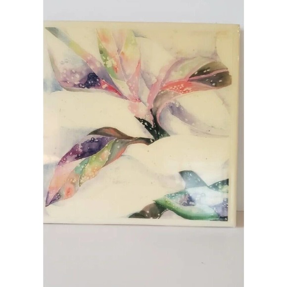 Hawaii’s Art Tile Trivet Wall Art Maui Tropical Flower Watercolor signed S Reeve - Picture 2 of 4